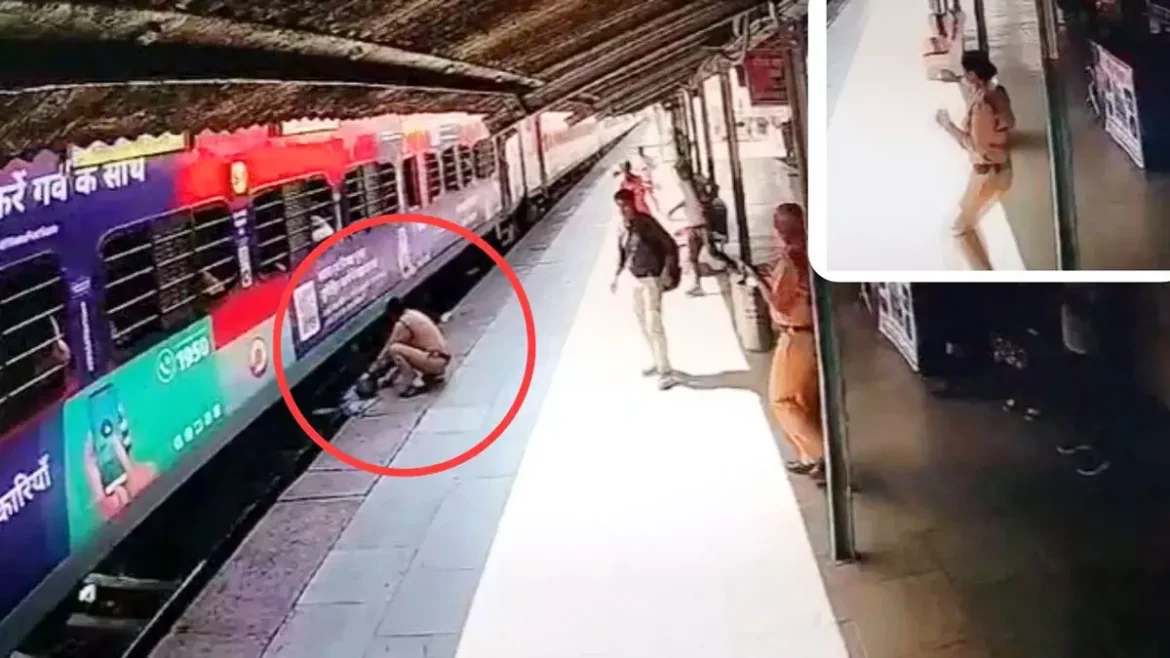 चलती ट्रेन में चढ़ते समय गिरा युवक महिला कांस्टेबल ने जान पर खेलकर बचाई जान