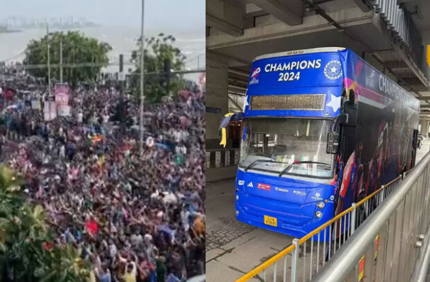 टी20 विश्व कप जीत का जश्न: मुंबई में खुली छत वाली बस में टीम इंडिया का स्वागत