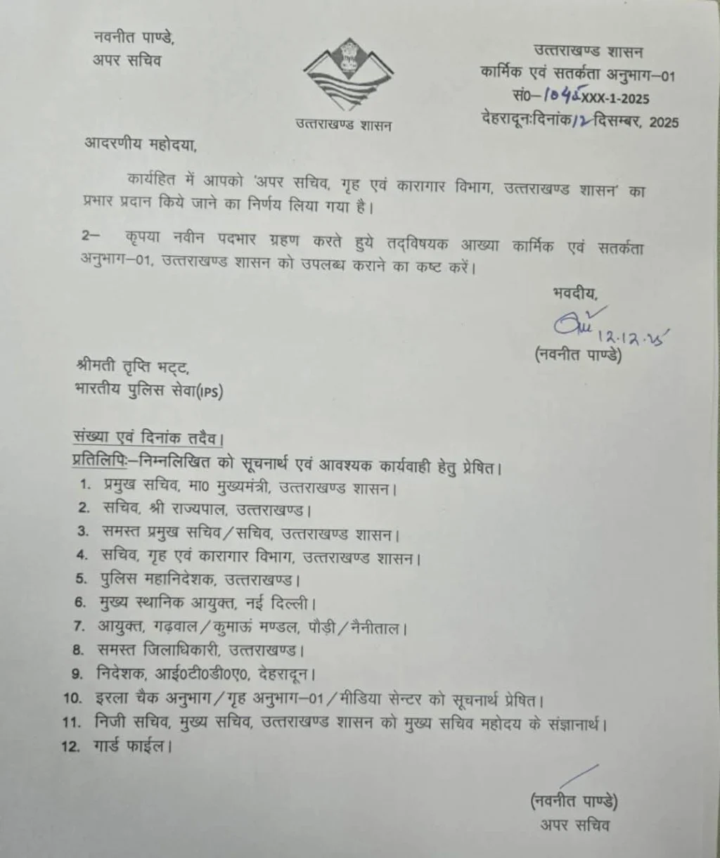 IPS अधिकारी तृप्ति भट समेत इन आईपीएस अधिकारियों की ट्रांसफर लिस्ट हुई जारी…